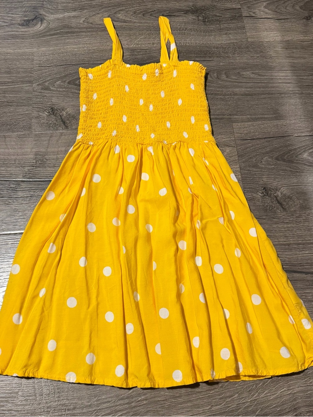 OshKosh B'gosh Yellow Polka Dot Smocked Sundress Girls 6/7